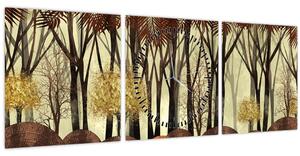 Obraz - Dekoratívne les (s hodinami) (90x30 cm)