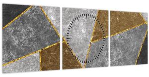Obraz - Imitácia materiálov (s hodinami) (90x30 cm)