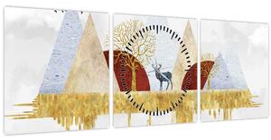 Obraz - Dekor (s hodinami) (90x30 cm)