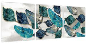 Obraz - Ilustrácie peria (s hodinami) (90x30 cm)