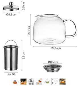 Čajník so sitkom, 1,5L sklo/nerez