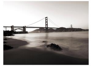 Fototapeta - San Francisco: most Golden Gate v čiernej a bielej
