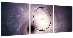 Obraz - Špirálna galaxia (s hodinami) (90x30 cm)