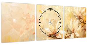 Obraz - Kvety (s hodinami) (90x30 cm)
