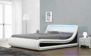 Manželská posteľ s roštom a osvetlením Manila New 160x200 cm - biela / čierna