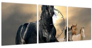 Obraz - Kone (s hodinami) (90x30 cm)