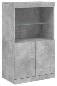 Komoda s LED svetlami betónovo sivá 60,5x37x100 cm