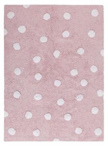 Lorena Canals koberce Pre zvieratá: Prateľný koberec Polka Dots Pink-White - 120x160 cm