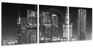 Obraz - Čiernobiely New York (s hodinami) (90x30 cm)
