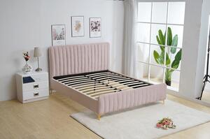 Manželská posteľ s roštom Kaisa 180x200 cm - ružová / zlatá matná