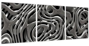 Obraz - Metalická abystrakcia (s hodinami) (90x30 cm)