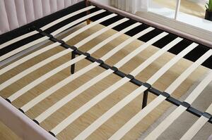 Čalúnená manželská posteľ s roštom Kaisa 140x200 cm - ružová / zlatá matná