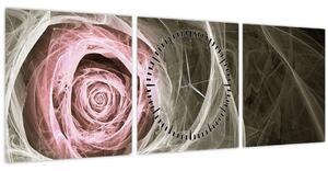 Obraz - Abstraktné ruže svetlo ružová (s hodinami) (90x30 cm)