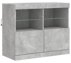 Komoda s LED svetlami betónovo sivá 81x37x67 cm