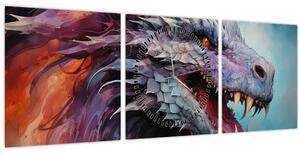 Obraz - Ilustrácia draka (s hodinami) (90x30 cm)
