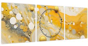 Obraz - Abstraktné pozadia so zlatým dekorom (s hodinami) (90x30 cm)