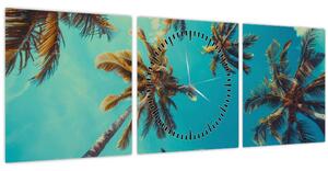 Obraz - Vysoké palmy (s hodinami) (90x30 cm)
