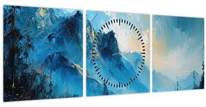Obraz - Maľba hôr (s hodinami) (90x30 cm)
