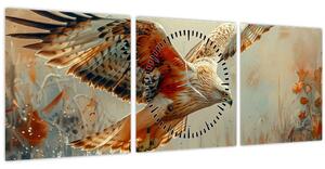 Obraz - Dravý vták (s hodinami) (90x30 cm)