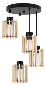Závesné svietidlo Timber 7, 4x drevené tienidlo, o