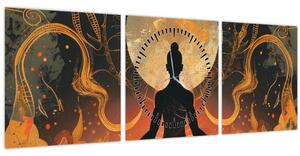 Obraz - Meditácia (s hodinami) (90x30 cm)