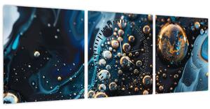 Obraz - Atramentové kvapky (s hodinami) (90x30 cm)