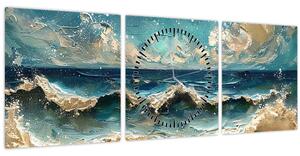 Obraz - Maľba mora (s hodinami) (90x30 cm)