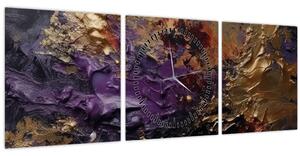 Obraz - Textúrovaná abstrakcia (s hodinami) (90x30 cm)