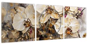 Obraz - Orchidey (s hodinami) (90x30 cm)