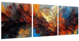 Obraz - Farebná textúra (s hodinami) (90x30 cm)