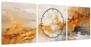 Obraz - Zlatá textúra (s hodinami) (90x30 cm)