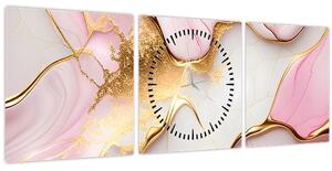 Obraz - Mramorový design (s hodinami) (90x30 cm)
