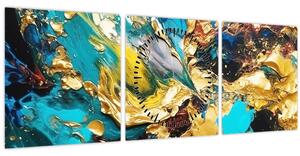 Obraz - Textúrovaná olejomaľba (s hodinami) (90x30 cm)