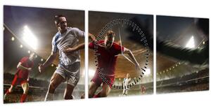 Obraz - Futbalisti v akcii (s hodinami) (90x30 cm)