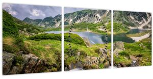 Obraz - Pohľad na horu Rila (s hodinami) (90x30 cm)