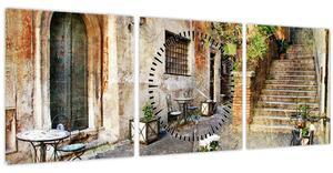 Obraz - Staré ulice Ríma (s hodinami) (90x30 cm)