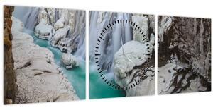 Obraz - Islandská príroda (s hodinami) (90x30 cm)