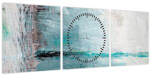 Obraz - Abstraktné olejomaľba (s hodinami) (90x30 cm)