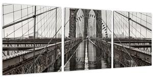 Obraz - Brooklynský most (s hodinami) (90x30 cm)