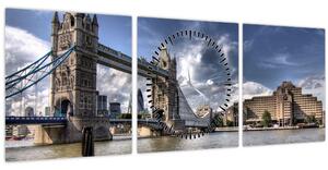 Obraz - Tower Bridge v Londýne (s hodinami) (90x30 cm)