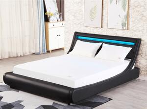 Manželská posteľ s roštom a osvetlením Felina 180x200 cm - čierna