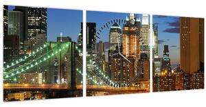 Obraz - Most s New Yorkom (s hodinami) (90x30 cm)