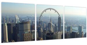 Obraz - Manhatten vo dne (s hodinami) (90x30 cm)