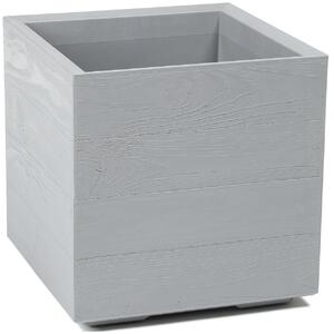 PLASTOVÝ KVETINÁČ NA KOLIESKACH BETONIQUE ECO 40X40 CM DREVENÝ DEKOR SIVÁ