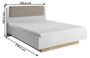 Manželská posteľ s úložným priestorom City 160x200 cm - biela / dub grandson / biely lesk