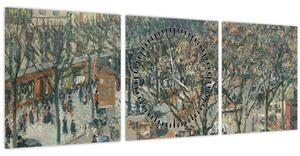 Obraz - Camille Pissarro, Boulevard des Italiens, Morning, Sunlight, reprodukcia (s hodinami) (90x30 cm)