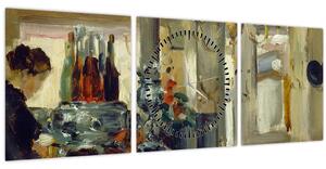 Obraz - Style of Edouard Manet, Bon Bock Cafe, reprodukcia (s hodinami) (90x30 cm)