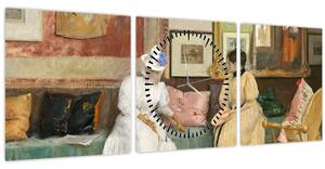 Obraz - William Merritt Chase, A Friendly Call, reprodukcia (s hodinami) (90x30 cm)
