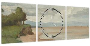 Obraz - Jean-Baptiste-Camille Corot, Beach Near Etretat, reprodukcia (s hodinami) (90x30 cm)