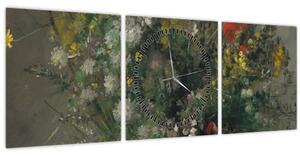 Obraz - Auguste Renoir, Flowers in a Vase, reprodukcia (s hodinami) (90x30 cm)